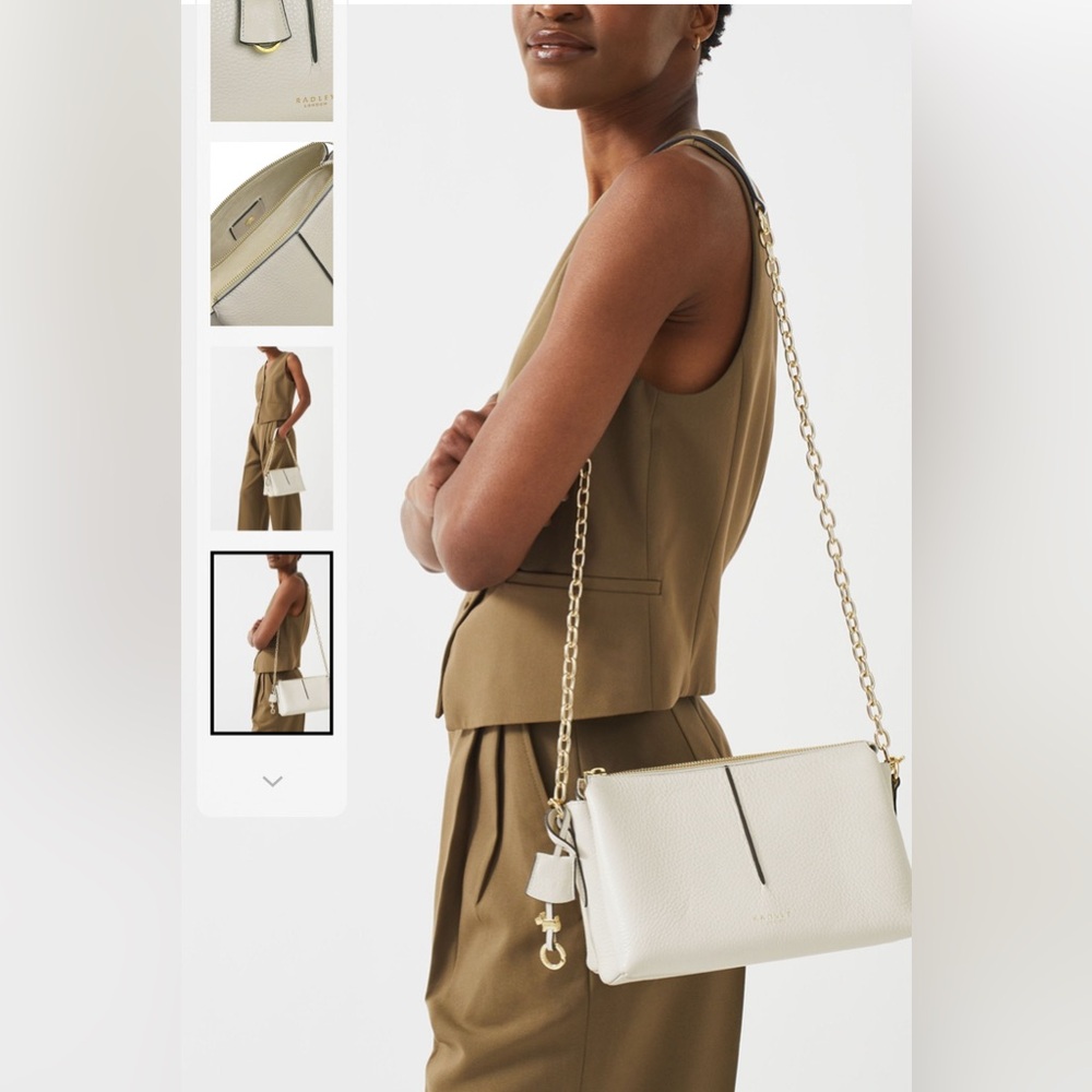 Radley London light beige Hillgate Place Chain Small Ziptop Cross-body Bag NEW